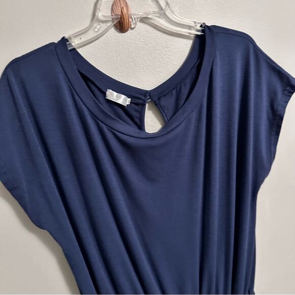 Blue Short Sleeve Crewneck Jumpsuit Womens XL Casual Stretchy Athleisure - Picture 5 of 8